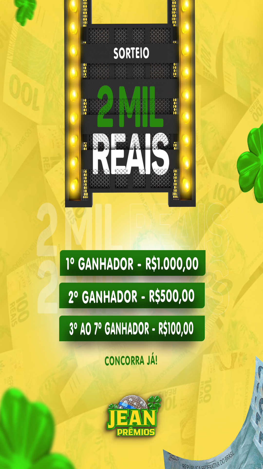 R$2.000,00 em Prêmios