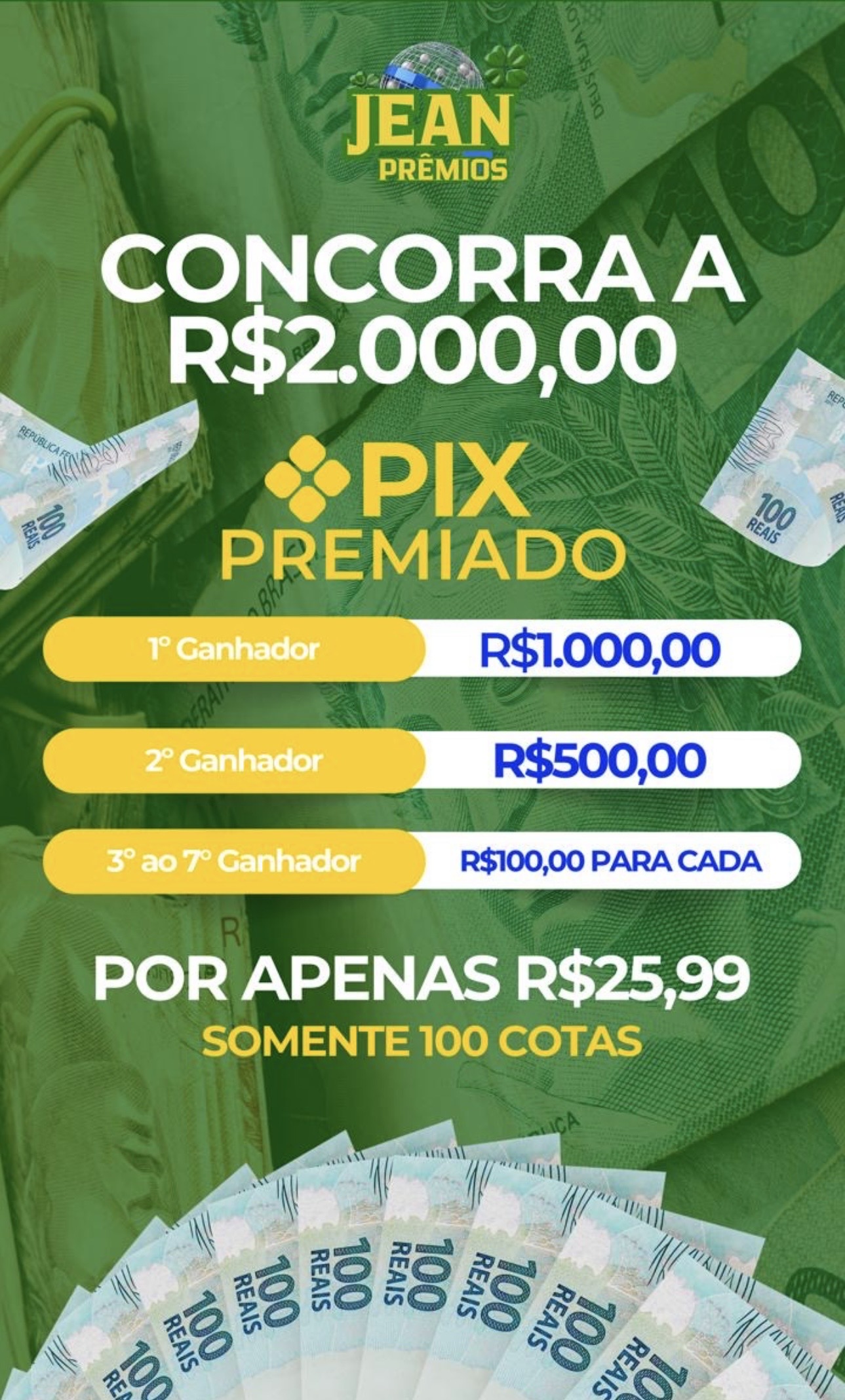 R$2.000,00 em Prêmios